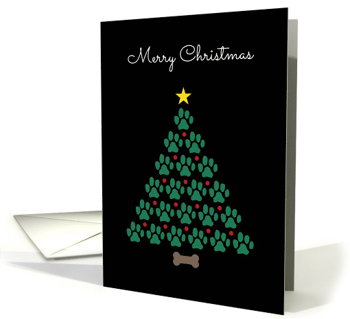 Merry Christmas Dog Paw Holiday Tree from our Pack to Yours card