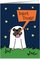 Halloween Pug Ghost Dog, Insert Treats card