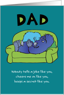 Monster Hug for Dad on the Couch on Father’s Day card