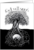 Get Well Soon Australian Wombat under Tree Fine Art Drawing card