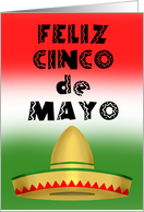 Cinco de Mayo Card with Sombrero and Mexican Flag Colors card