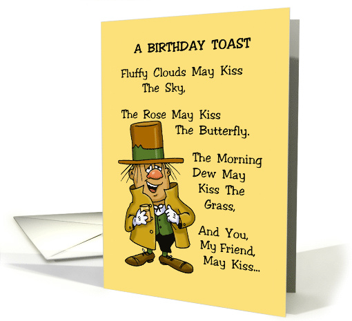 Cartoon Character Giving a Funny Birthday Toast card (1471362)