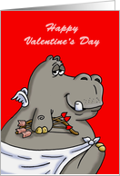 Valentine’s Day Card With a Large Hippo Cupid on the Front card