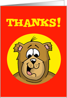 Thank You Card With a Cartoon Bear Saying Thanks! card