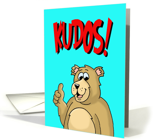 Kudos! With a Cartoon Bear Giving Thumbs Up card (1477798)