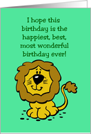 Kid Birthday Card with Cute Lion Happiest Birthday Ever card