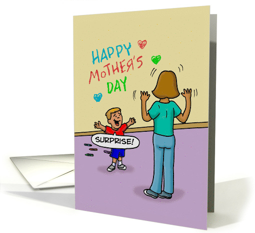Mother's Day Card with a Little Boy Writing on the Wall card (1478742)