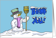 Cleaning Service Business Christmas with Snowman and Broom card