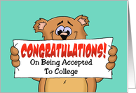 Cute Congratulations on College Acceptance with a Cartoon Bear card