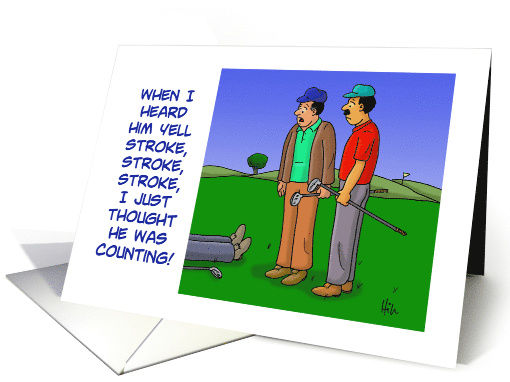 Golfing Birthday Card with Cartoon of Two Golfers Looking... (1479588)