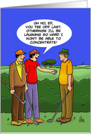 Golfing Birthday Card with Cartoon of Two Golfers Looking at Another card