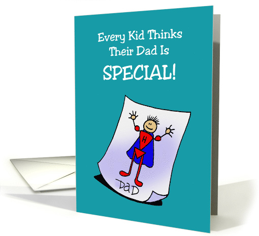 Father's Day Card with a Child Drawing of a Superhero card (1480164)