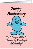 Wedding Anniversary Card with a Cute Cartoon Character card