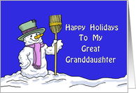 Christmas Card For My Great Granddaughter, with a Cute Snowman card