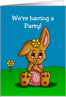 Party Invitation with a Cute Girl Bunny on the Front card