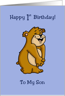 1st Birthday Card for Son with a Cute Bear card