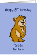6th Birthday Card for Nephew with a Cute Bear card