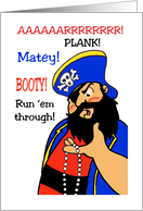 Talk Like a Pirate Day Card with Pirate Captain and Pirate Words card