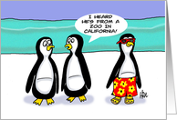 Humorous Penguin Awareness Day Card with Penguin in Swimsuit card
