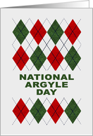 National Argyle Day Card with an Argyle Pattern in Red and Green card