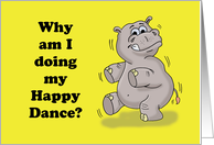 Congratulations Card with a Dancing Cartoon Hippo Happy Dance card
