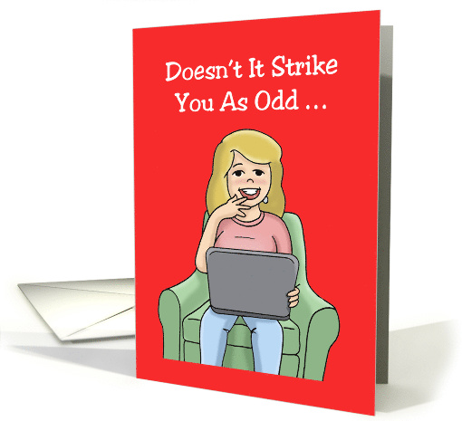 Social Media Day Card with Cartoon of a Woman Holding a Laptop card