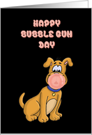 Happy Bubble Gum Day Card with Cartoon Dog Blowing a Bubble card