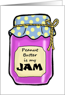 National Peanut Butter And Jelly Day Card with Cartoon Jar of Jam card