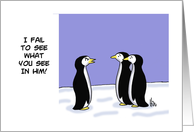 Penguin Awareness Day Card with Cartoon of Three Penguins card