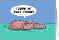 Friendship Card You’re My Best Friend With Two Hippos card
