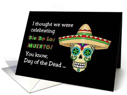 Birthday On Day Of The Dead Card with a Colorful Decorated Skull card