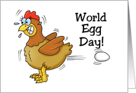 Humorous World Egg Day Card With Chicken Shooting Egg Out card