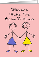 Twins Day Card, Child-Like Drawing Sisters Make The Best Friends card