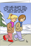 Parents’ Day Card With Two Kids Talking About Parents In Snow card