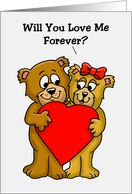 Cute Valentine Card for Her With A Cartoon Bear Couple Holding A Heart card