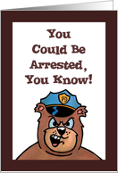 Cute 40th Birthday Card With A Cartoon Bear Policeman card