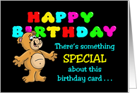 Colorful Birthday Card With Cartoon Bear, Something Special card