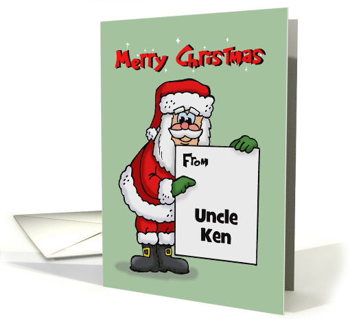 Cute Christmas Card With Santa Holding Sign From Any Name card