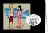 Father’s Day Card With Teen Daughter Talking To Boyfriend By Pool card