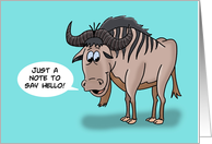 Hi/Hello Card With A Cartoon Gnu (wildebeest) card