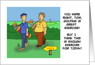 Blank Note Card With Overweight Golfer Great Exercise card