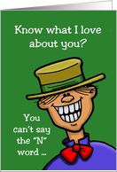Love/Romance Card With Cartoon Character In A Straw Hat card