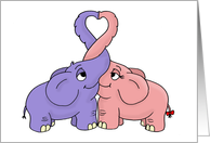 Cute Love/Romance Card With Two Elephants With Trunks Together card