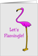 Blank Note Card With A Pink Flamingo Let’s Flamingle card