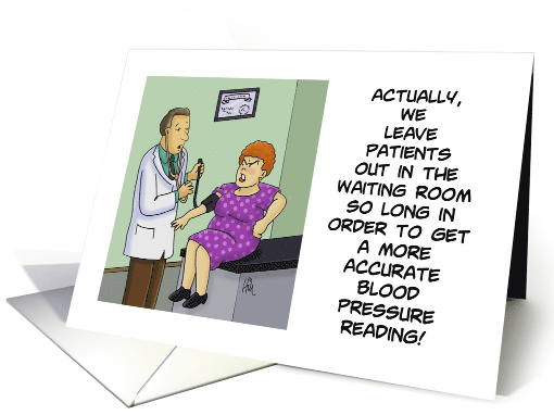 Blank Note Card With Doctor Taking Woman's Blood Pressure card