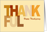 Thanksgiving Card With Thankful In Large Letters In Shades Of Brown card
