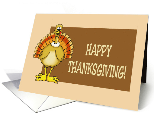 Thanksgiving Card With Cartoon Turkey And Happy Thanksgiving card