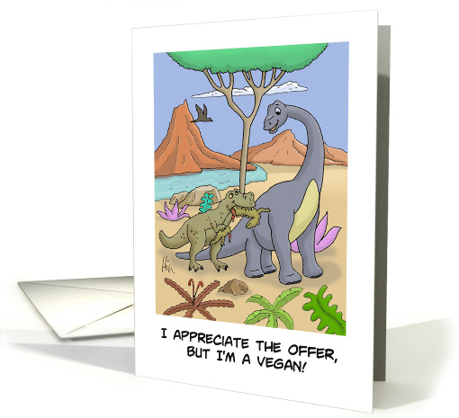 Blank Note Card With Dinosaur Who Is A Vegan card (1540634)