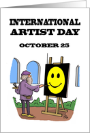 International Art Day Card With DaVinci Painting A Happy Face card