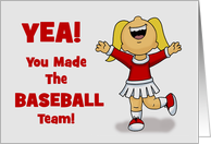Congratulations Your Made The Baseball Team With Cheerleader card